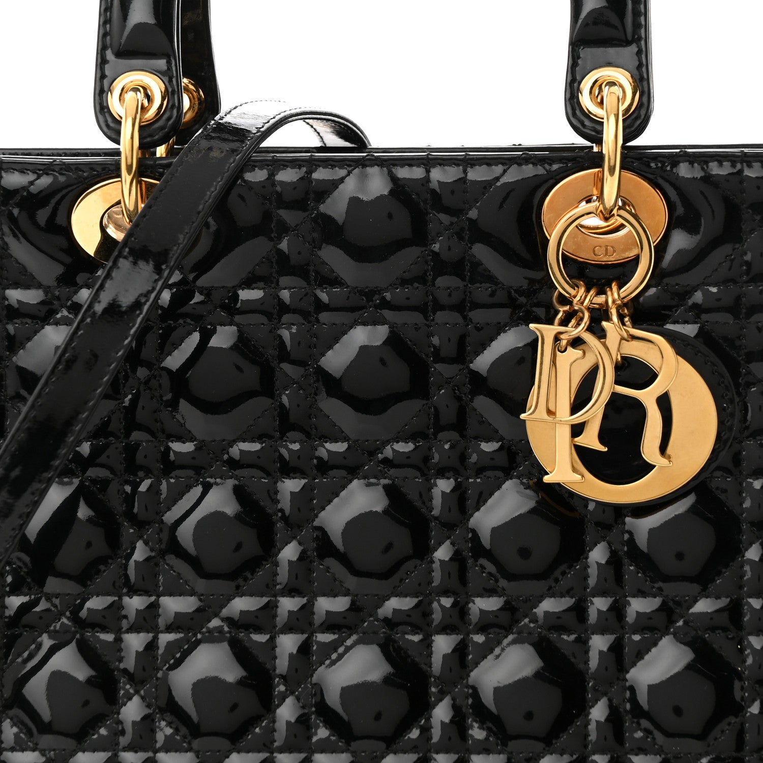 Christian Dior Patent Cannage Large Lady Dior Black 8 of 14