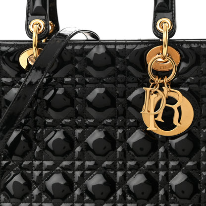 Christian Dior Patent Cannage Large Lady Dior Black 8 of 14
