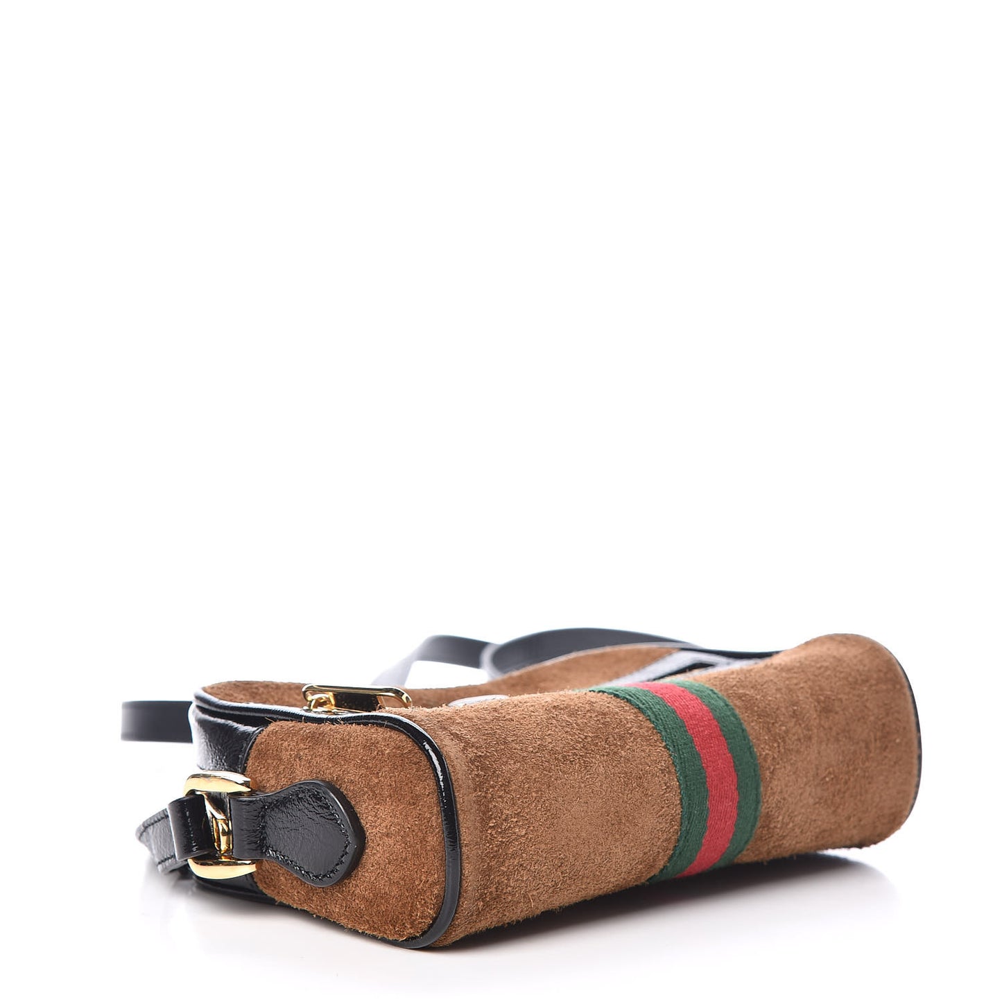 Suede Patent Web Mini Ophidia Shoulder Bag Nocciola Black