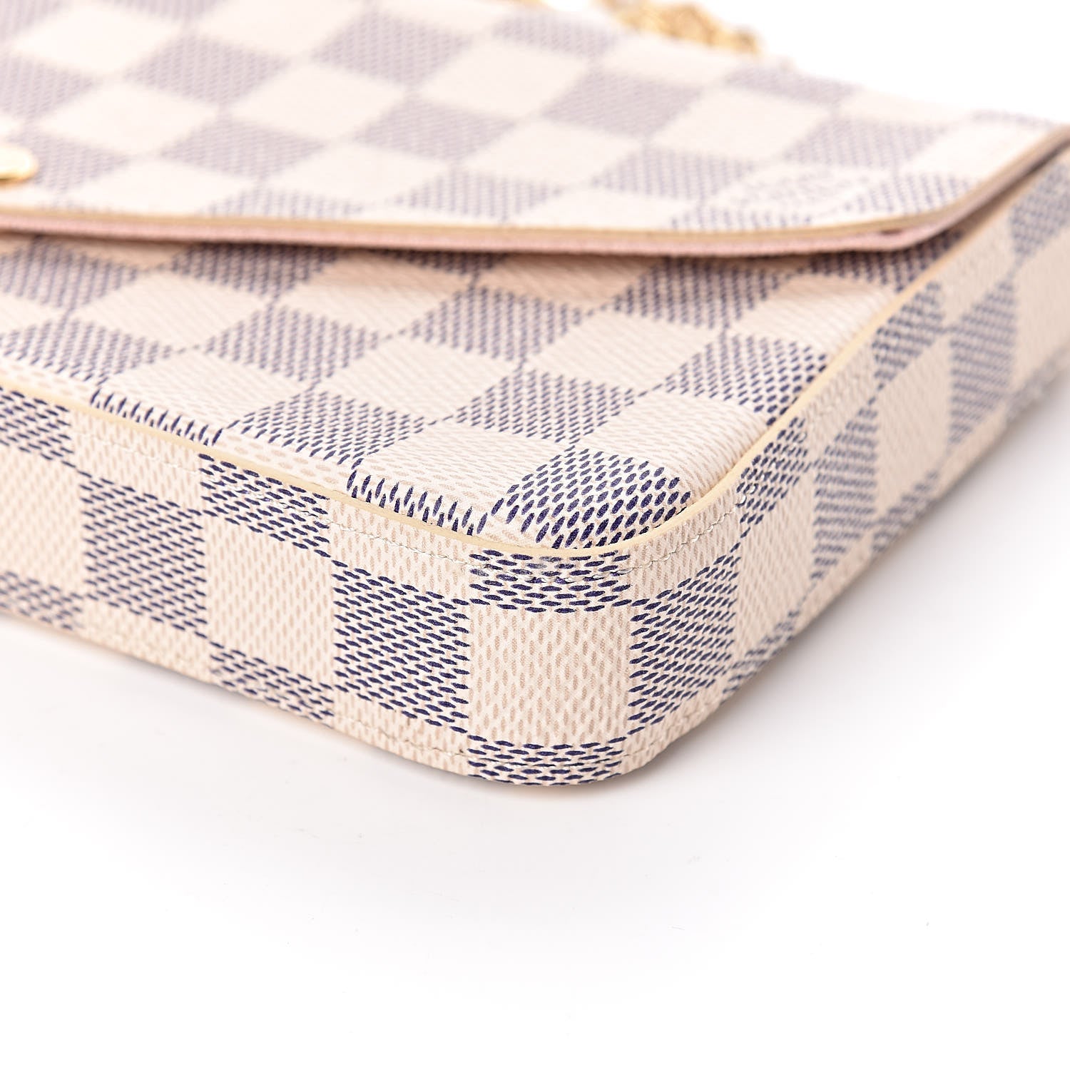 Louis Vuitton Damier Azur Pochette Felicie Chain Wallet Rose Ballerine 10 of 10