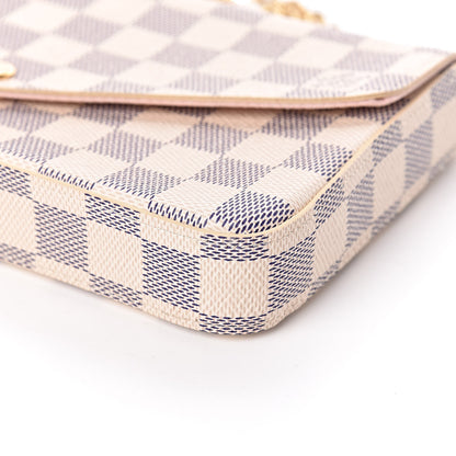 Louis Vuitton Damier Azur Pochette Felicie Chain Wallet Rose Ballerine 10 of 10