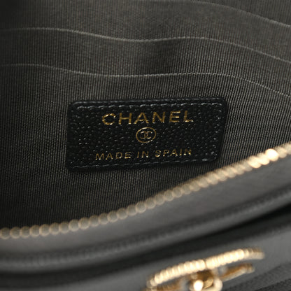 Chanel Caviar Chevron Quilted Mademoiselle Vintage Zip Pouch Black 6 of 7