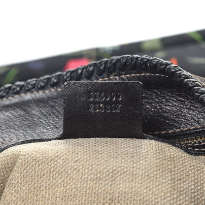Gucci Canvas Flora Floral Large Horsebit Chain Hobo Black 7 of 13