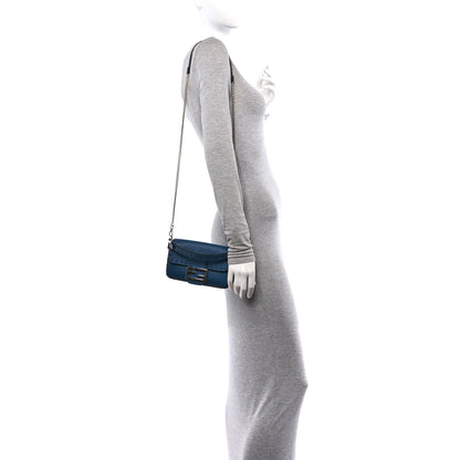 Fendi Cuoio Roma Sellerissima Nappa Sintetica Tape Stitch Mini Baguette Placca Argento 3 of 9