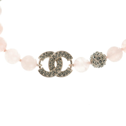 Chanel Bead Crystal CC Choker Necklace Pink Silver 3 of 5