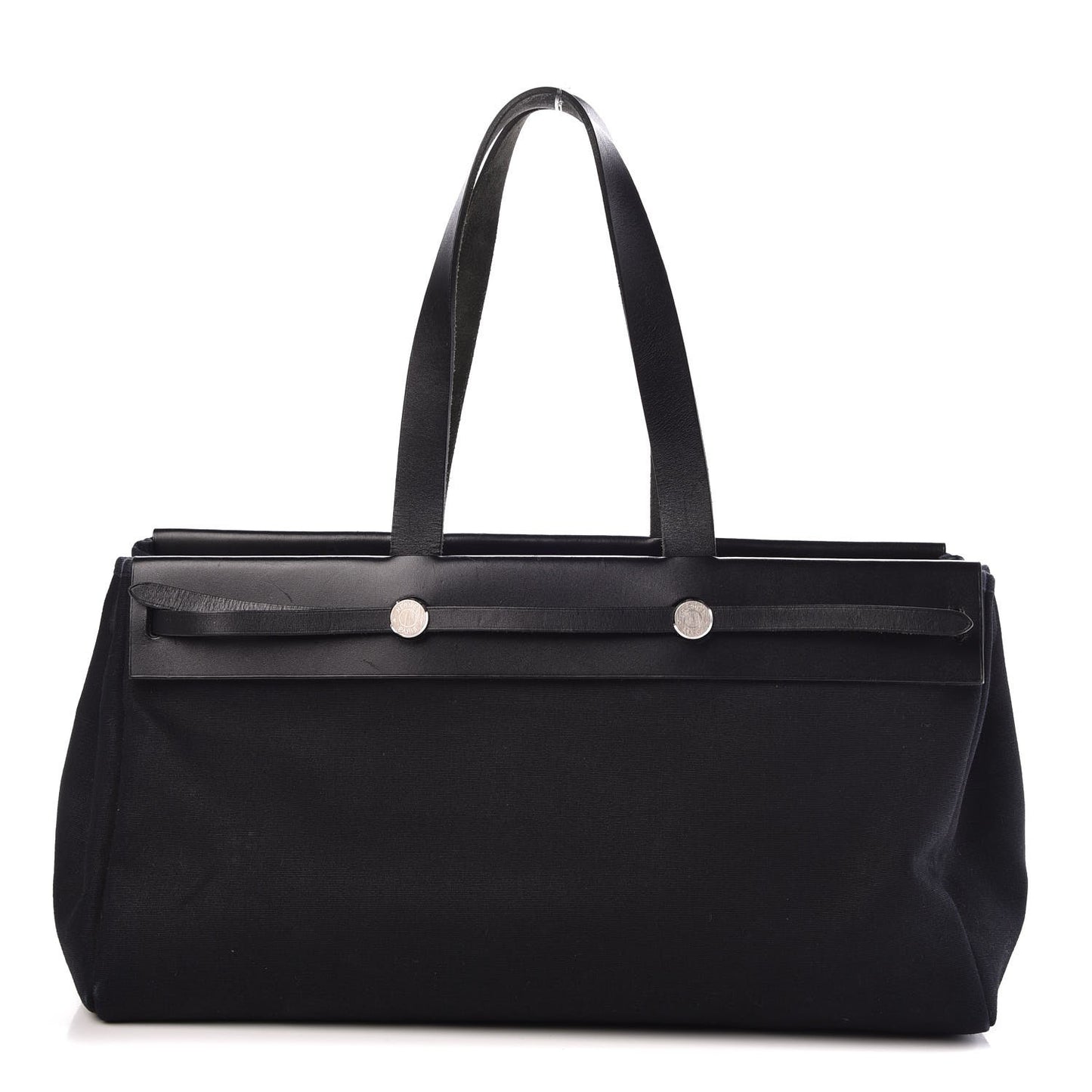 Toile Calfskin Herbag Cabas MM Black