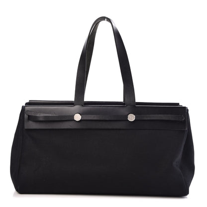 Hermes Toile Calfskin Herbag Cabas MM Black 1 of 10