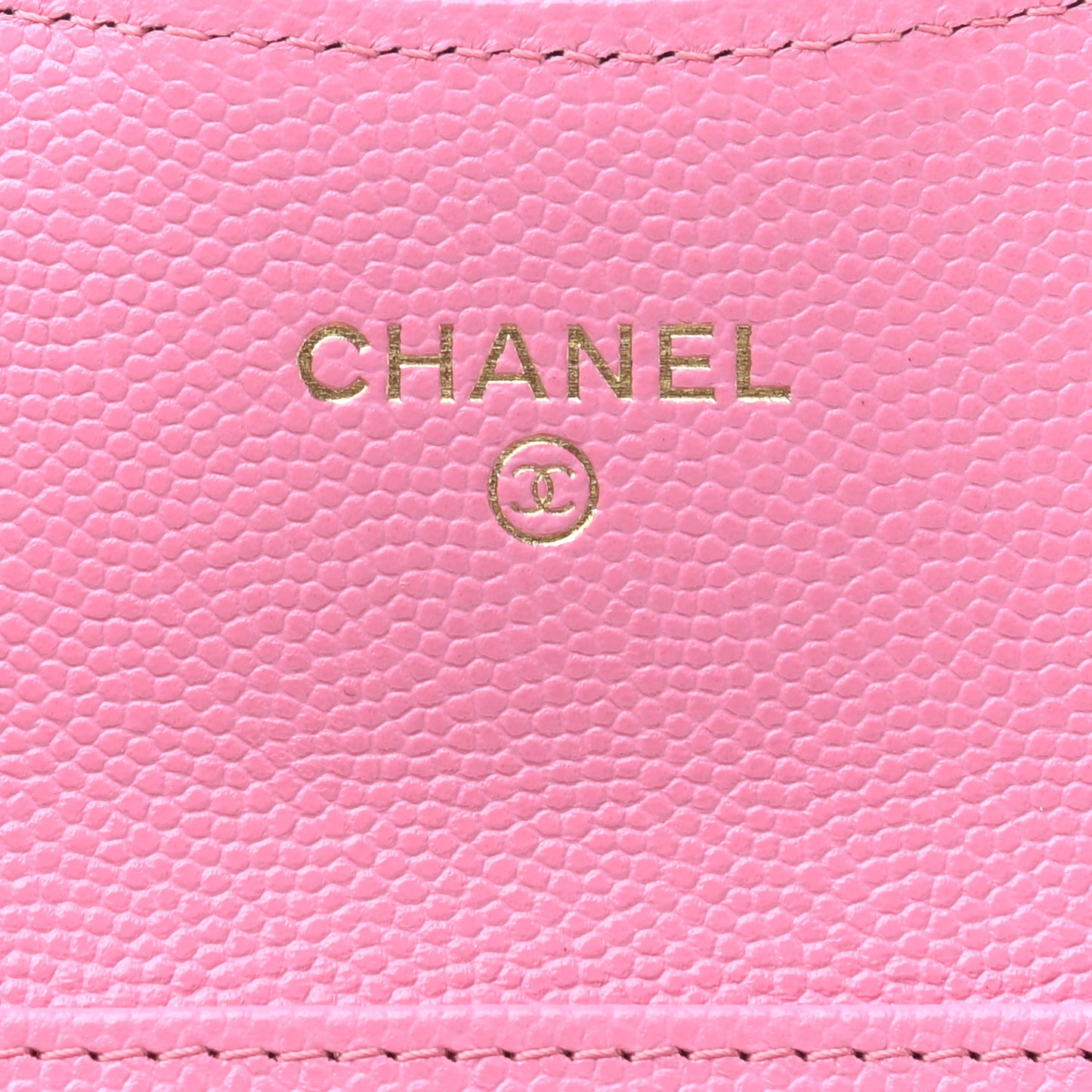 Caviar Quilted Flap Card Holder On Chain Pink