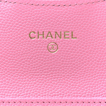 Chanel Caviar Quilted Flap Card Holder On Chain Pink 6 of 7