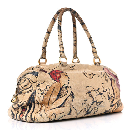 Prada X JAMES JEAN Cervo Lux Fairy Print Top Handle Satchel Prugna 2 of 27