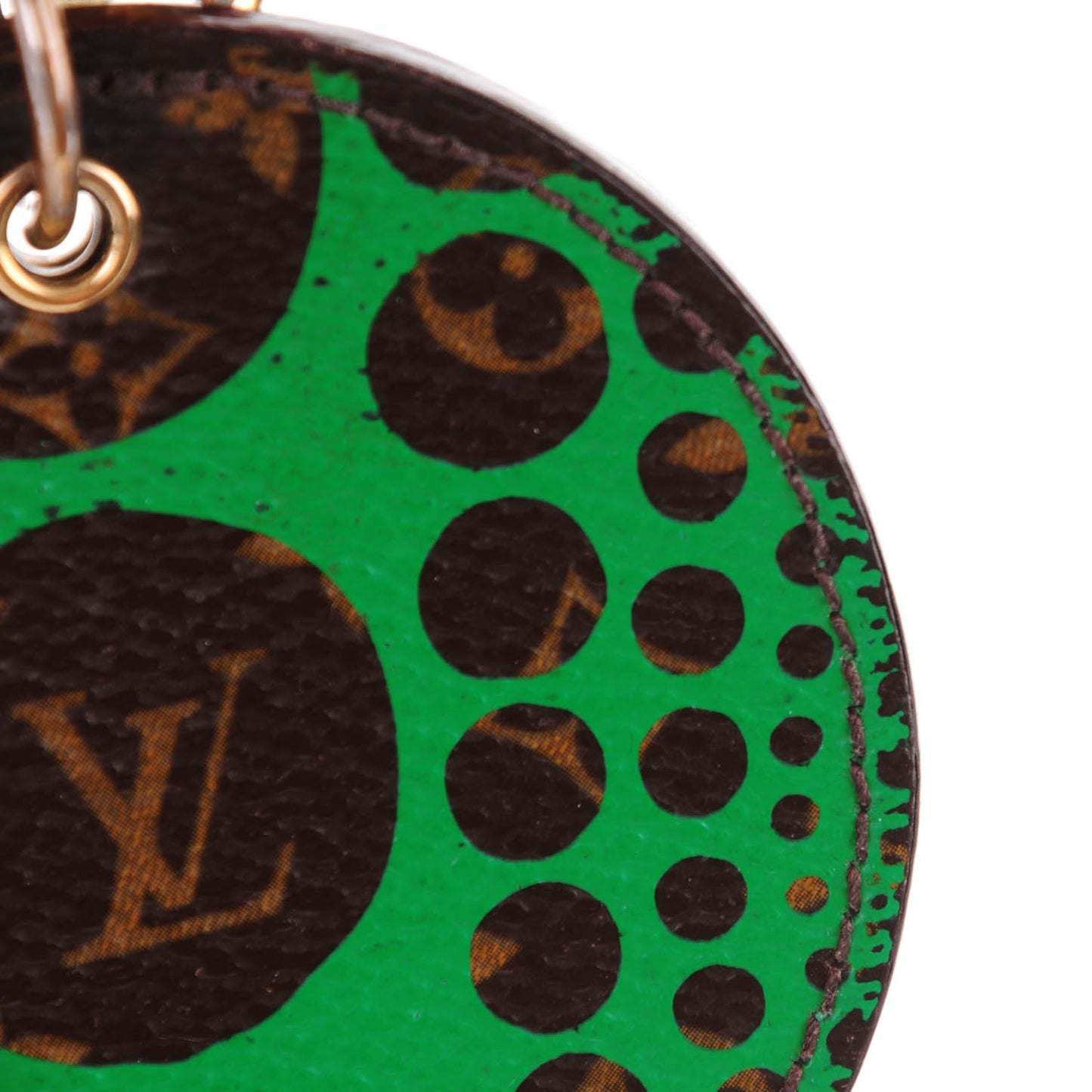 Monogram Kusama Pumpkin Dots Key Ring Green