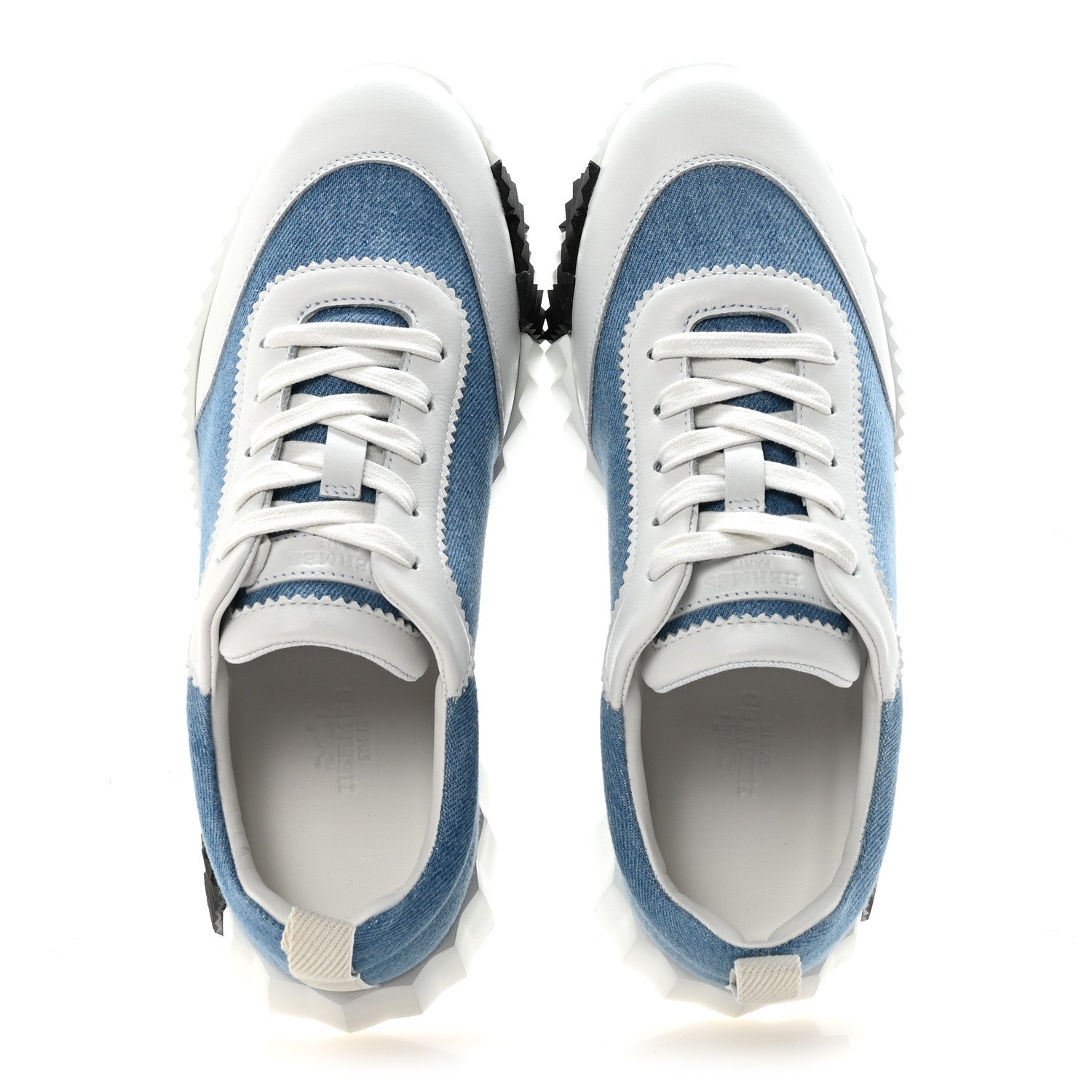 Hermes Denim Calfskin Bouncing Sneakers 37.5 Bleu Clair White 2 of 9