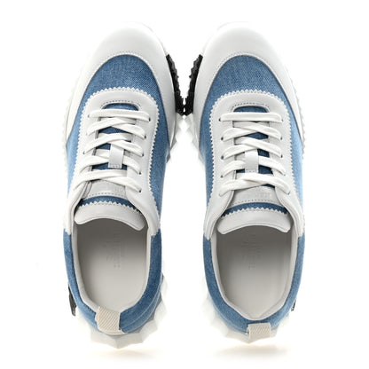 Hermes Denim Calfskin Bouncing Sneakers 37.5 Bleu Clair White 2 of 9
