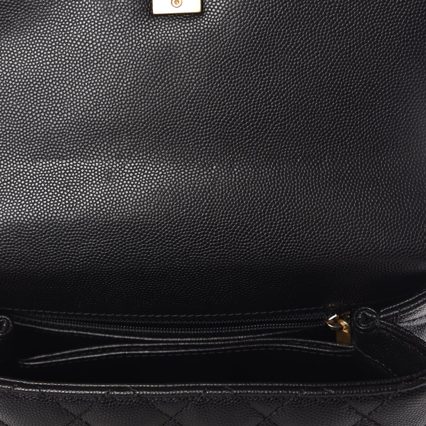 Caviar Lizard Quilted Mini Coco Handle Flap Black