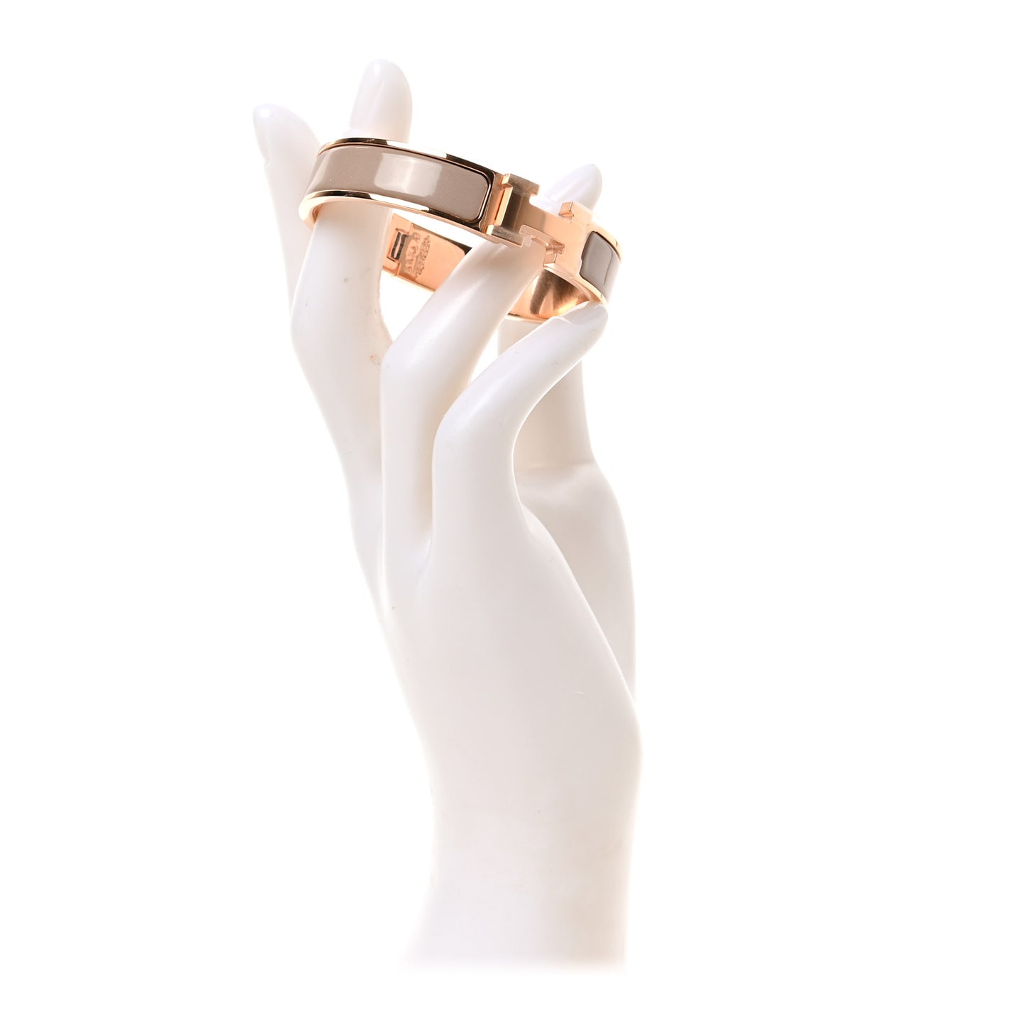 Enamel Narrow Clic Clac H Bracelet PM Marron Glace