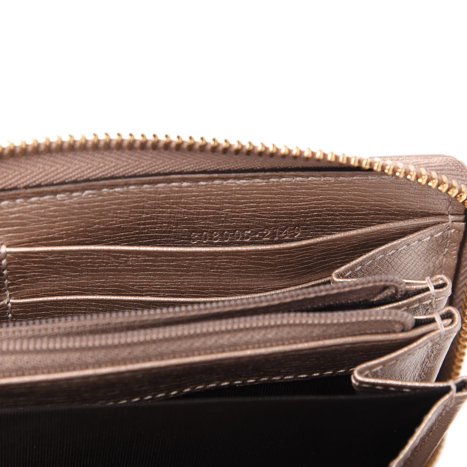 Gucci Metallic Shangai Calfskin Lovely Zip Around Wallet Dark Shell 9 of 10