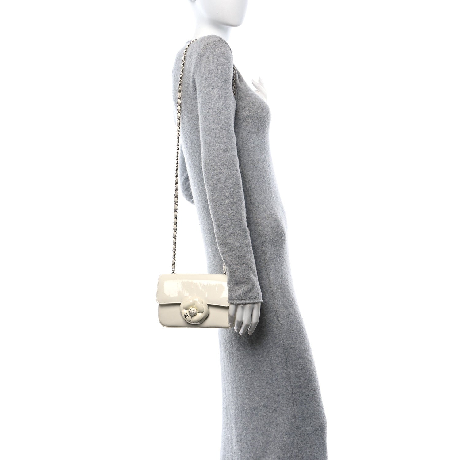 Chanel Patent Calfskin Small Camellia Single Flap White 3 of 10