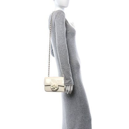 Chanel Patent Calfskin Small Camellia Single Flap White 3 of 10