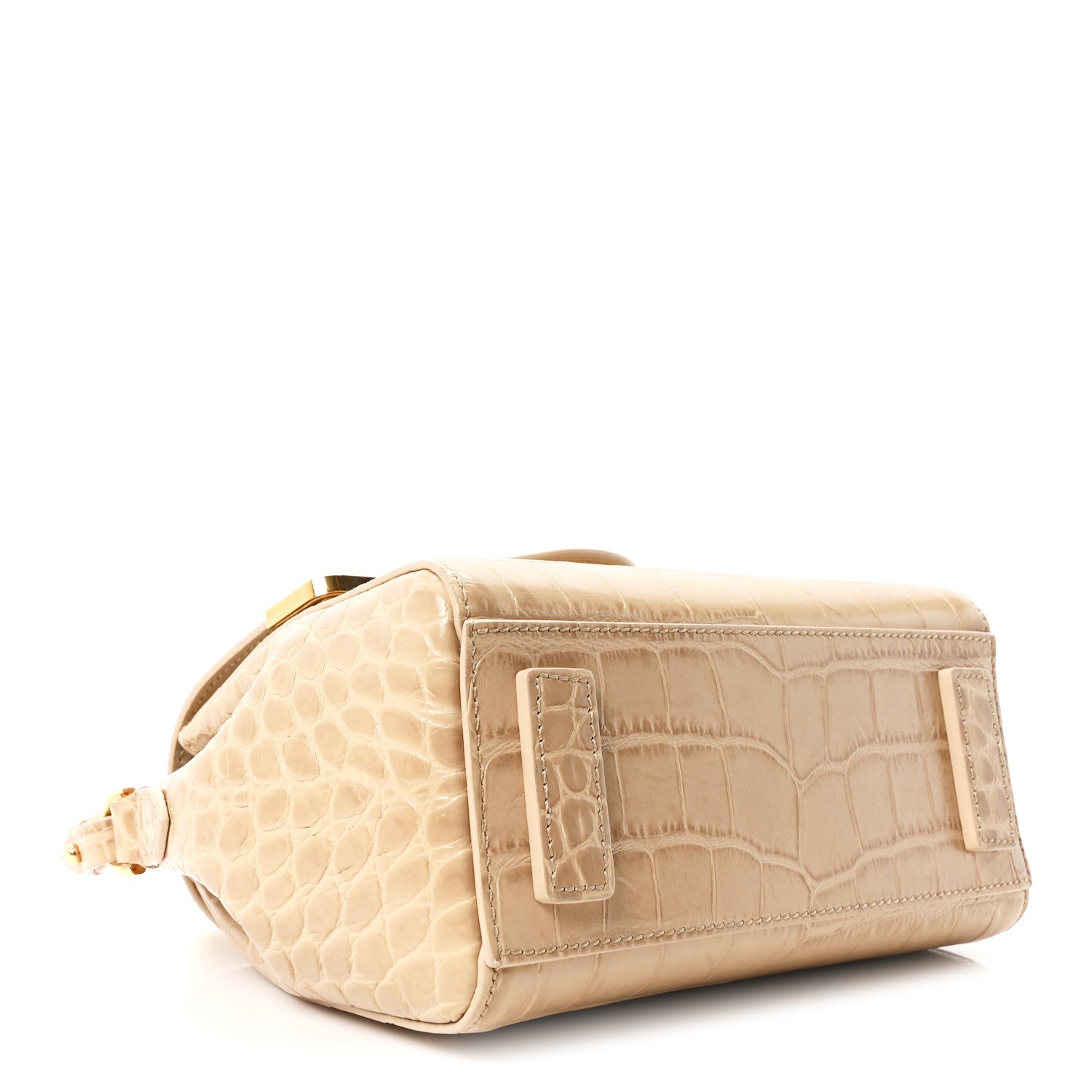 Versace Calfskin Crocodile Embossed Small La Medusa Top Handle Bag