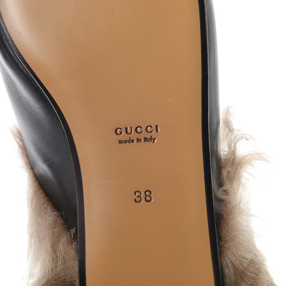 Gucci Calfskin Fur Womens Princetown Slippers 38 Black 6 of 8