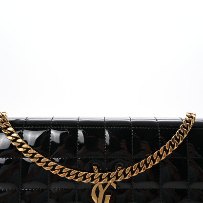 Saint Laurent Patent Carre Quilted Cassandre Chain Wallet Black 7 of 9