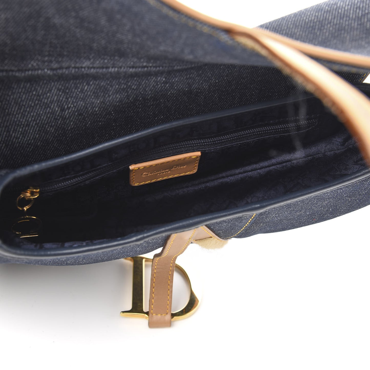 Denim Calfskin Saddle Bag Blue