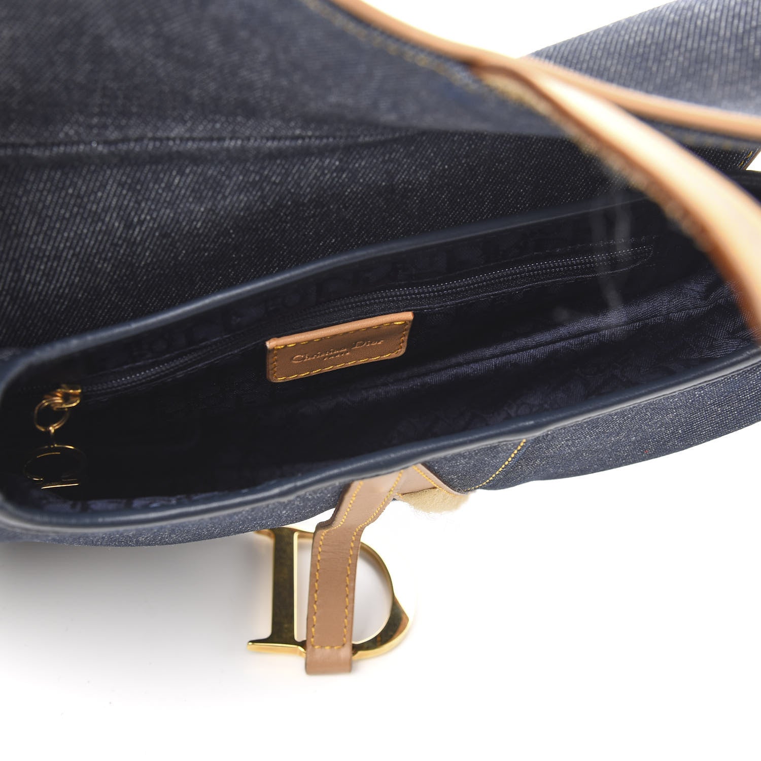 Christian Dior Denim Calfskin Saddle Bag Blue 5 of 10