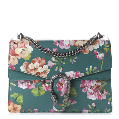 Gucci Calfskin Blooms Print Medium Dionysus Shoulder Bag Bright Emerald Multicolor 1 of 10