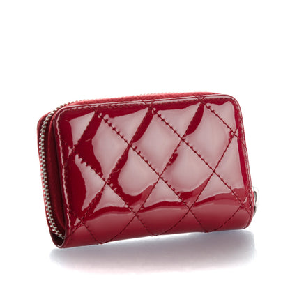 Chanel Patent Calfskin Quilted Zip Coin Purse Red 3 of 7