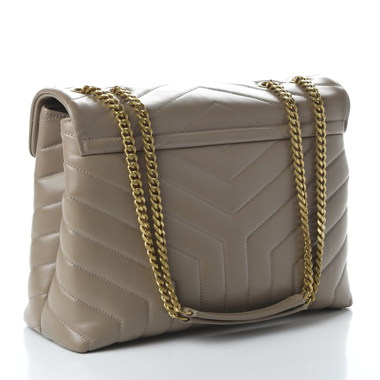Calfskin Y Quilted Monogram Medium Loulou Chain Satchel Dark Beige