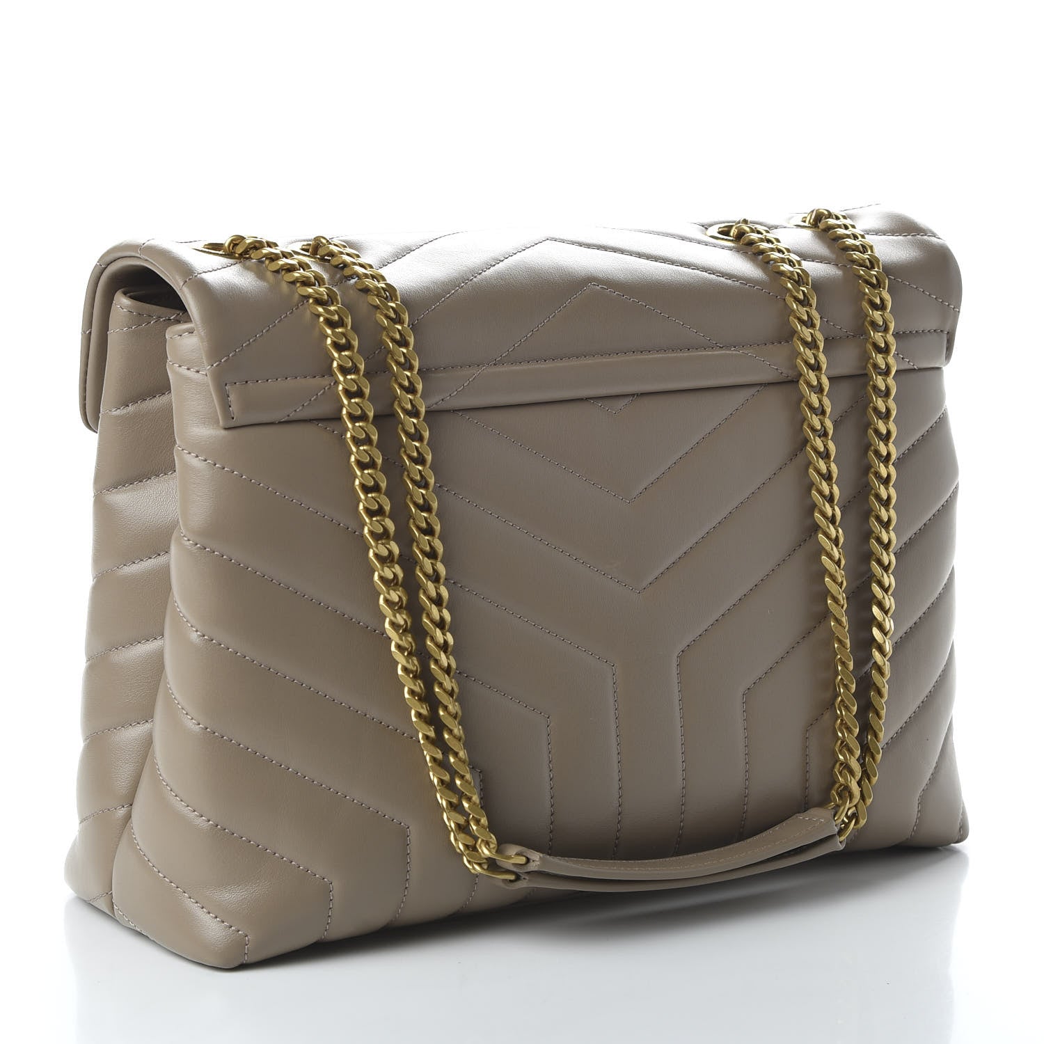 Saint Laurent Calfskin Y Quilted Monogram Medium Loulou Chain Satchel Dark Beige 3 of 9