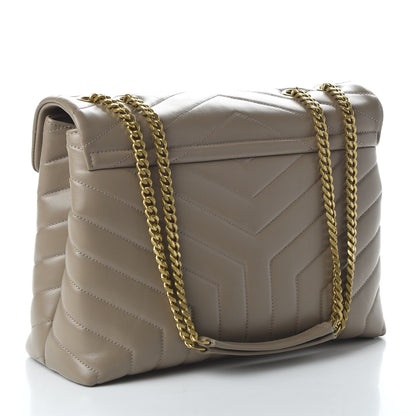 Saint Laurent Calfskin Y Quilted Monogram Medium Loulou Chain Satchel Dark Beige 3 of 9
