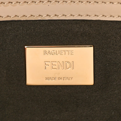 Fendi Shearling Patent Pequin Striped Baguette Tobacco Black Tortora 6 of 8