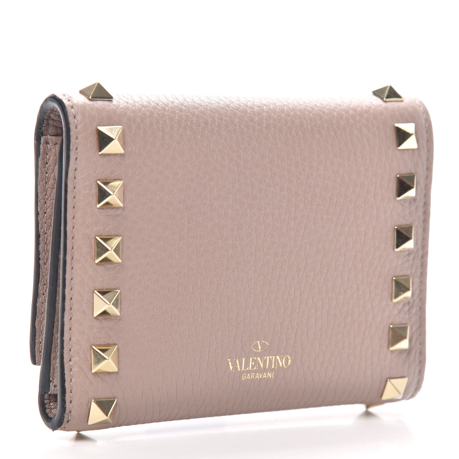 Valentino Garavani Pebbled Calfskin Bi-Fold Rockstud Wallet Poudre 3 of 6
