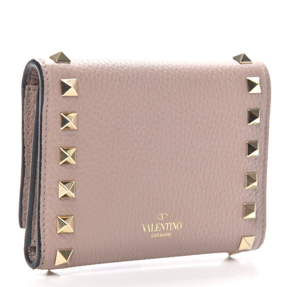 Valentino Garavani Pebbled Calfskin Bi-Fold Rockstud Wallet Poudre 3 of 6