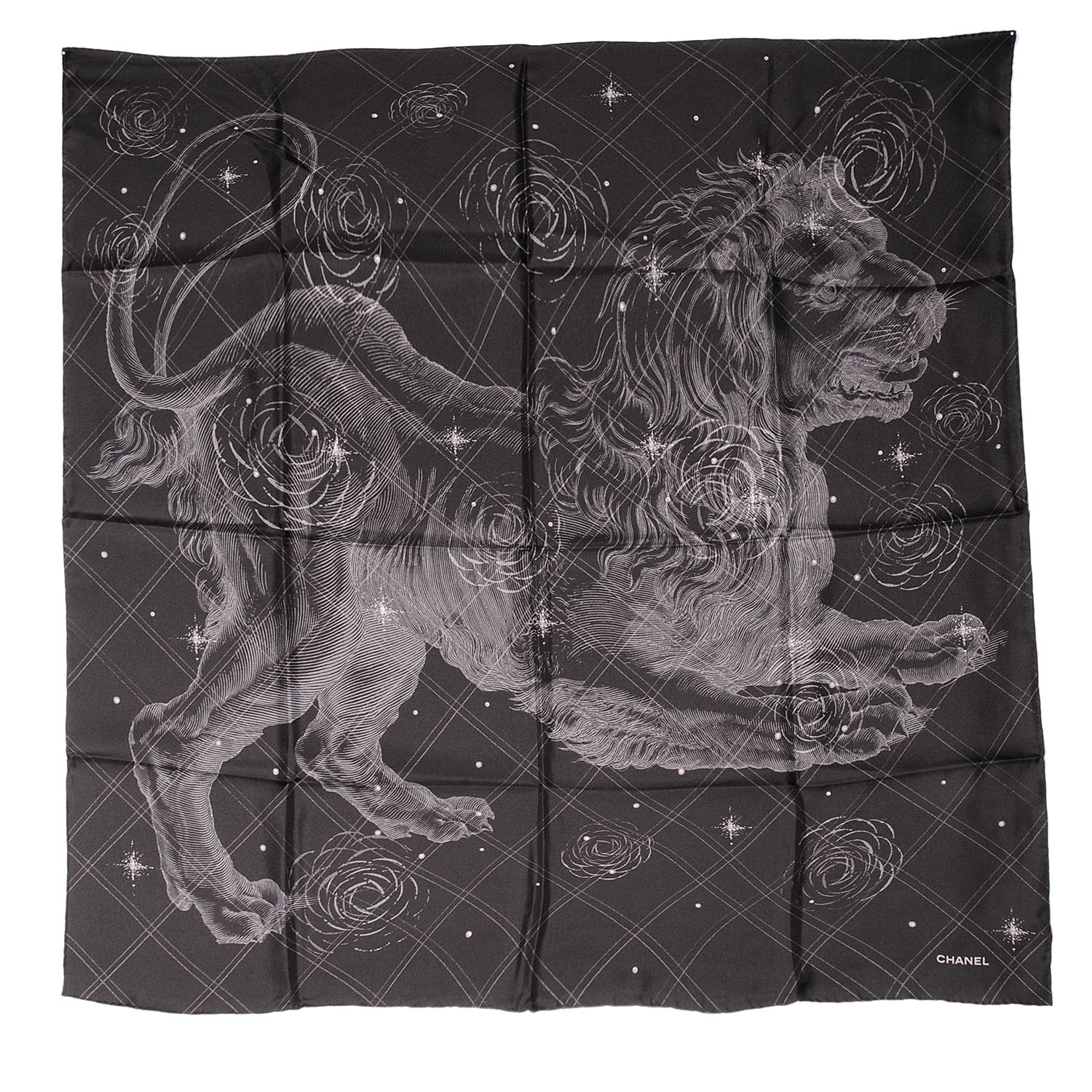 Chanel Silk Lion CC Scarf Black 7 of 10