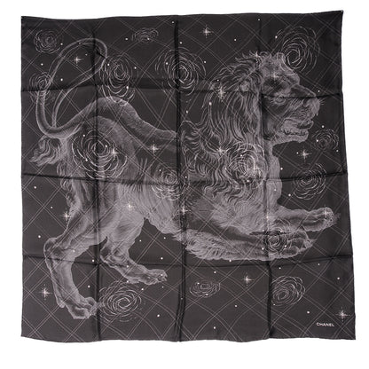 Chanel Silk Lion CC Scarf Black 7 of 10