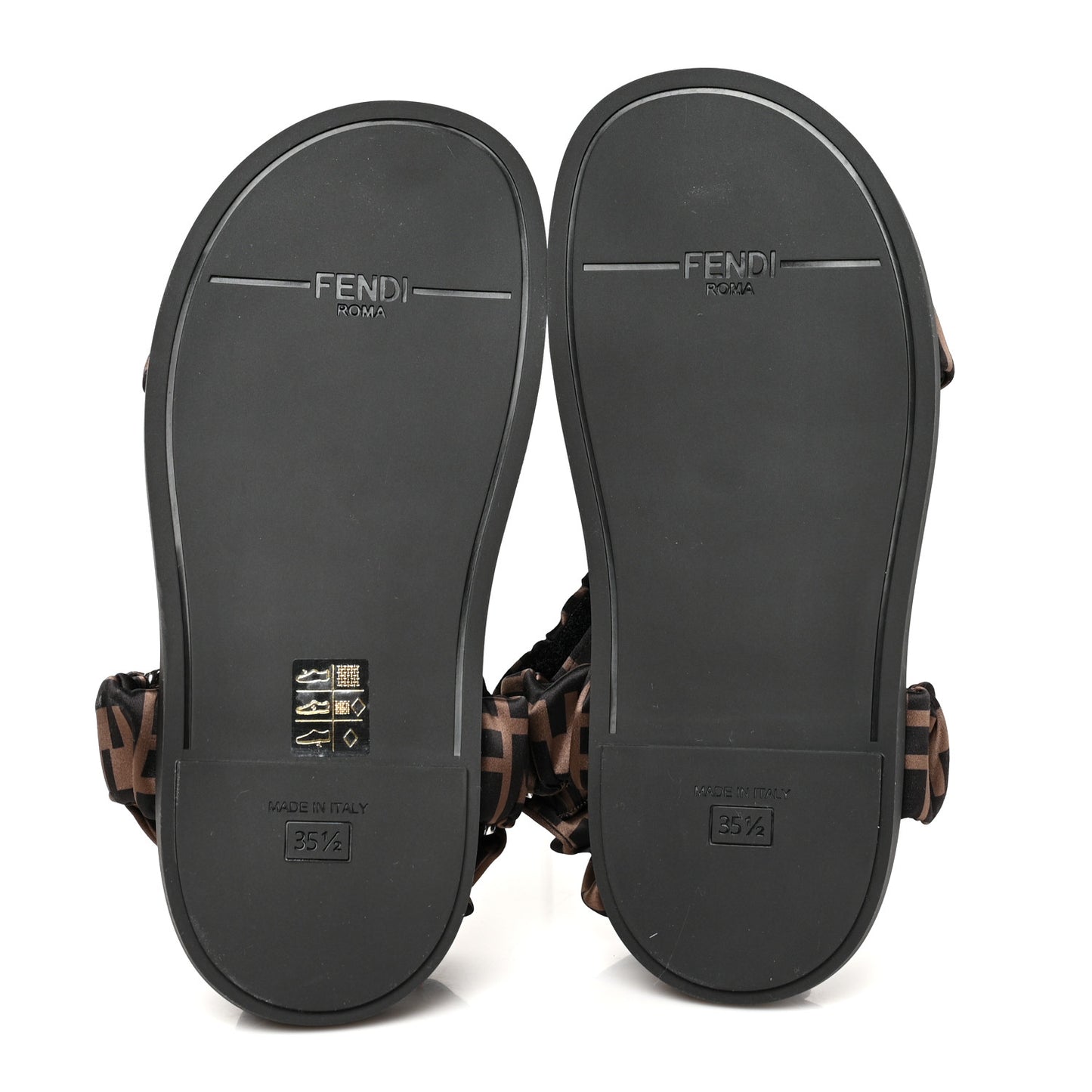Satin FF Ruched Sandals 35.5 Tobacco Black