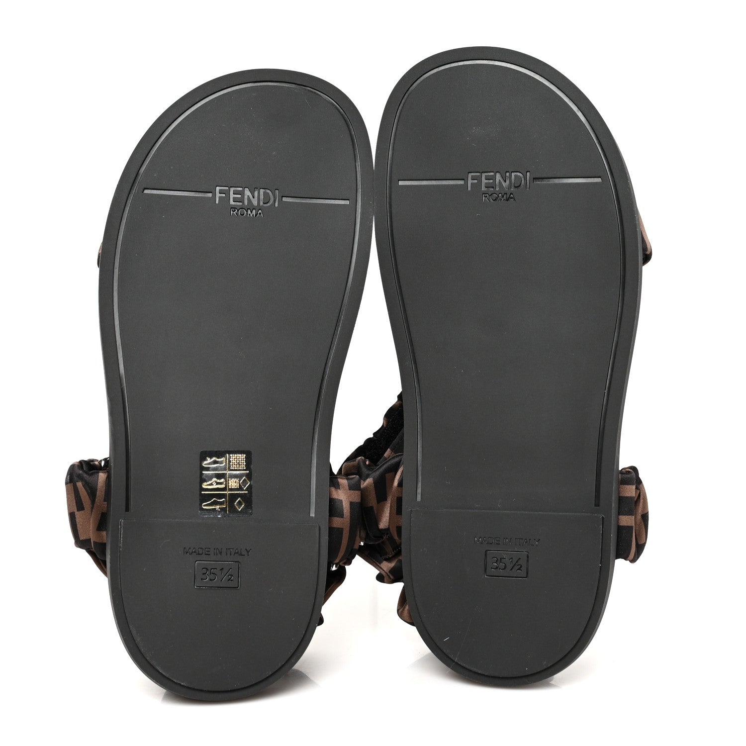 Fendi Satin FF Ruched Sandals 35.5 Tobacco Black 5 of 8