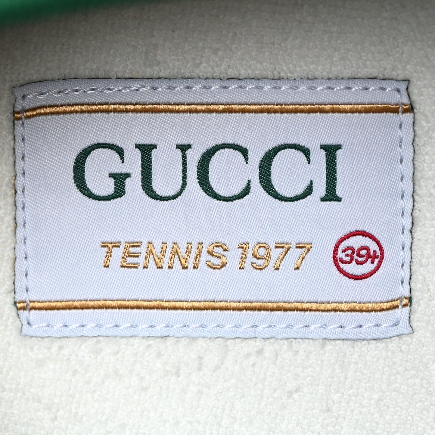 Canvas Lame Crystal GG Monogram Womens 1977 Tennis Sneakers 39.5 Gardenia Silver Mystic White