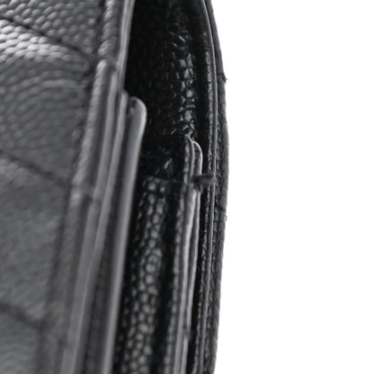 Saint Laurent Grain De Poudre Matelasse Chevron Monogram Chain Wallet Black 11 of 12