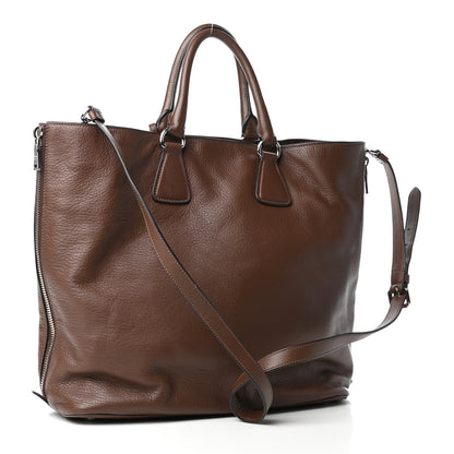 Prada Vitello Daino Side Zip Tote Tabacco 3 of 9