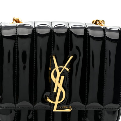 Saint Laurent Patent Calfskin Matelasse Monogram Small Vicky Chain Bag Black 8 of 11