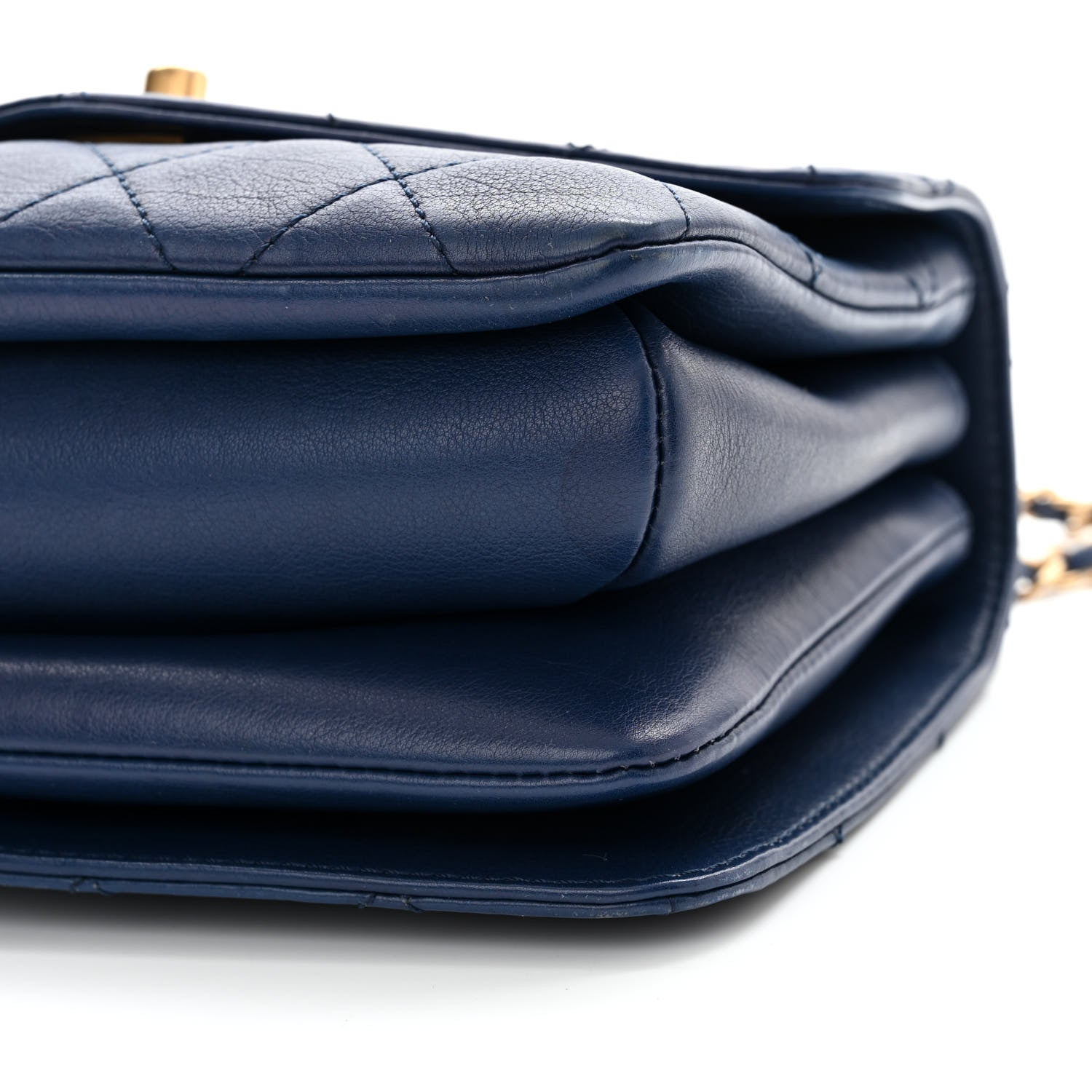 Chanel Calfskin Quilted Small Gold Top Handle Flap Blue 10 of 13