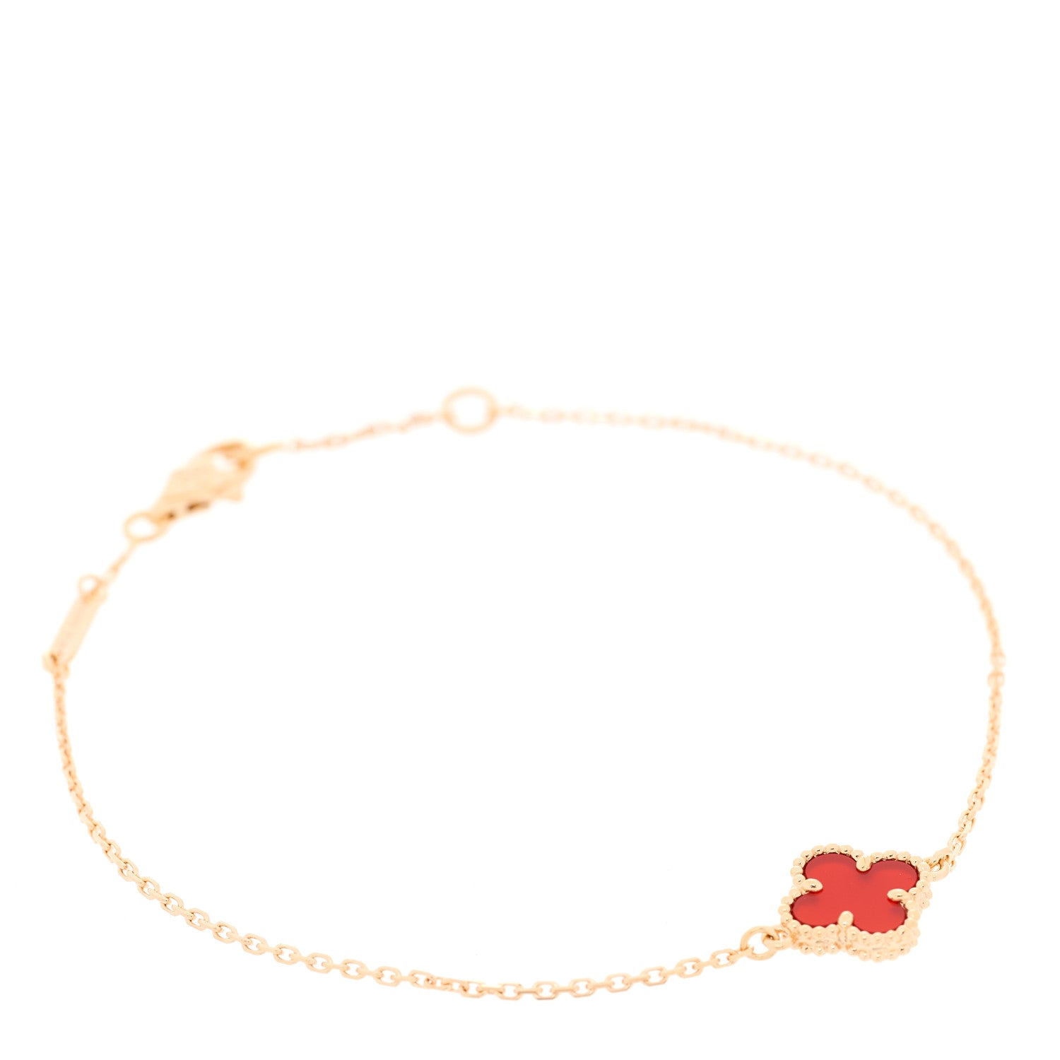 Van Cleef & Arpels 18K Rose Gold Carnelian Sweet Alhambra Bracelet 1 of 5