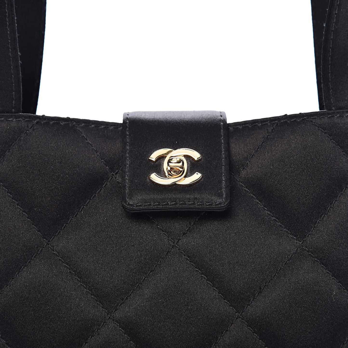 Satin Quilted Evening Bag Black