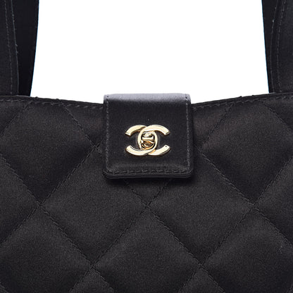 Chanel Satin Quilted Evening Bag Black 11 of 11