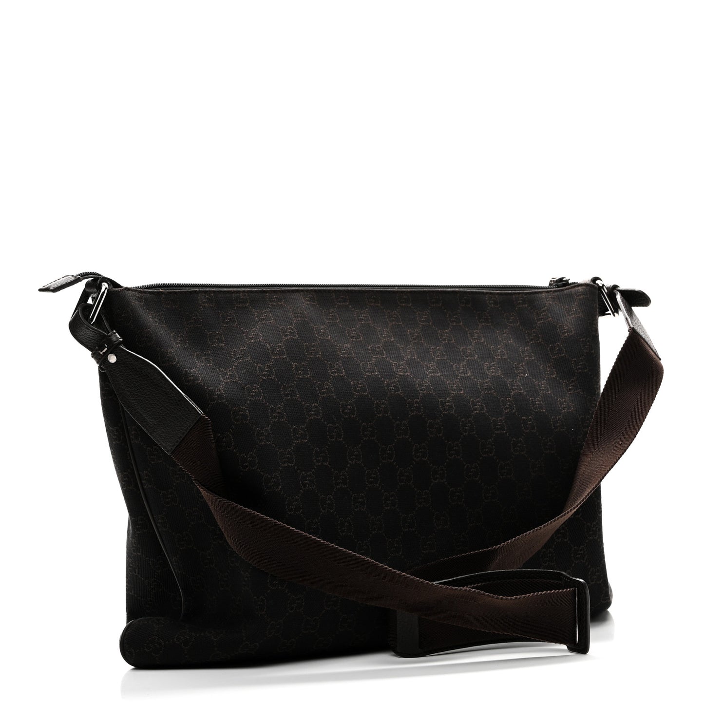 Nylon Monogram Messenger Bag  Dark Brown