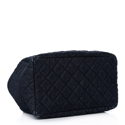 Chanel Washed Denim Quilted Small Urban Spirit Drawstring Bag Dark Blue 4 of 12