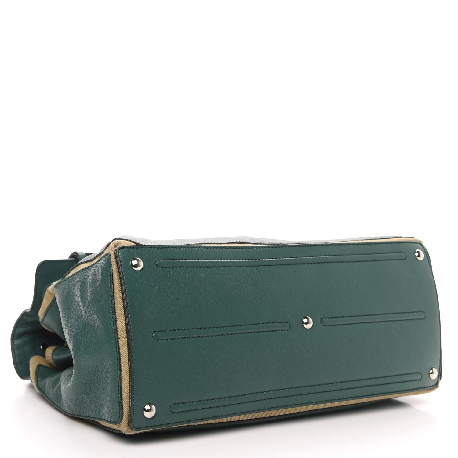 Saint Laurent Calfskin Canvas Large Muse Two Green Beige 4 of 12